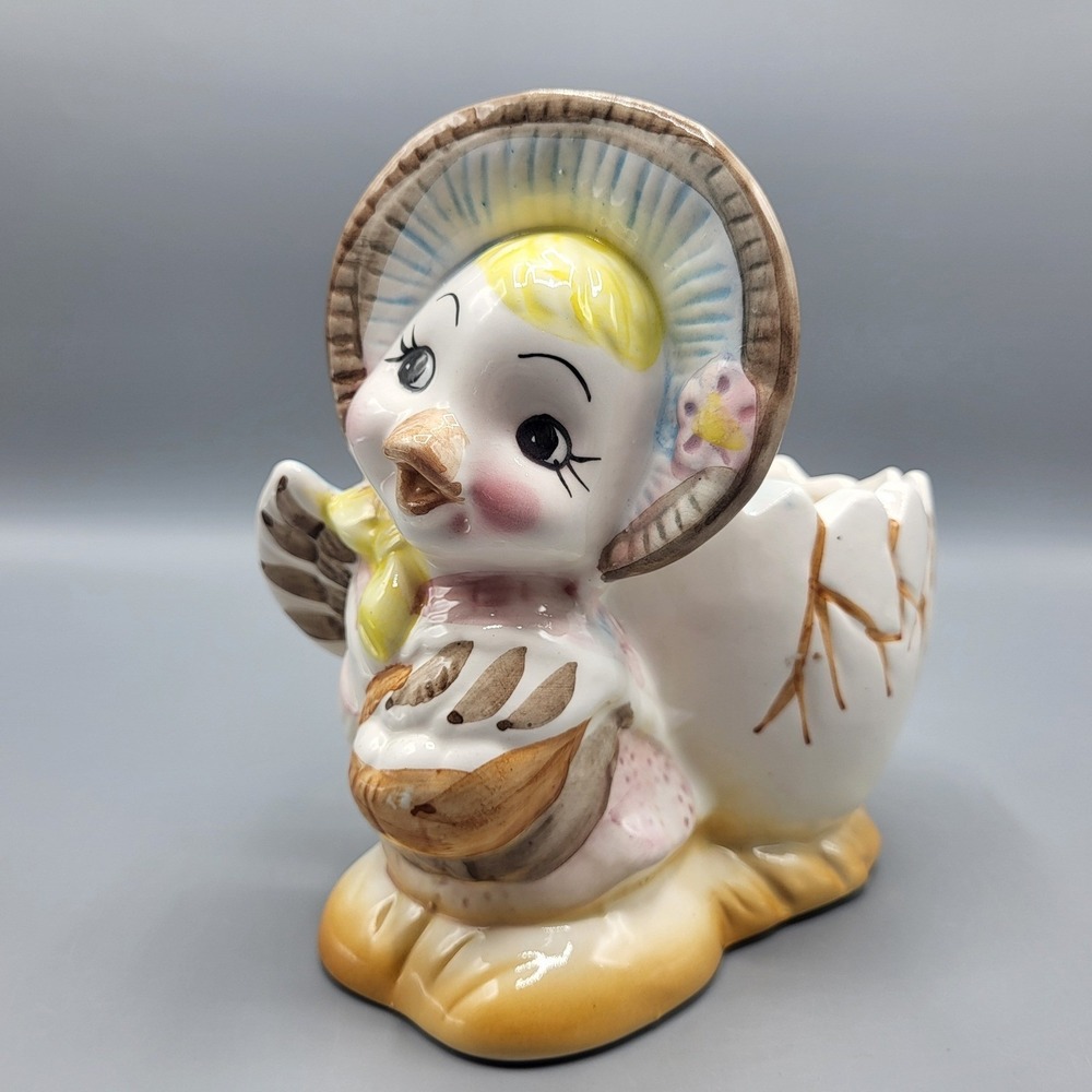 Vtg Anthropomorphic Duck Planter 1960s Kitschy Decor Easter Baby Room Decoration